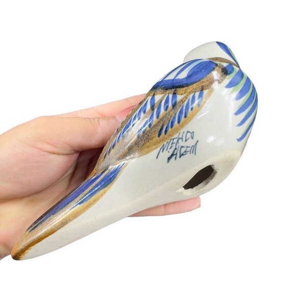 Hand Made Mexican Pottery Large Bird Figurine Artist Signed Folk Art Tonala VTG - Picture 7 of 15